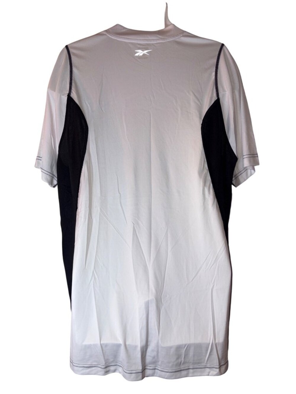 Reebok Mens White & Black Mesh Panel Athletic Shirt Short Sleeve Lightweight Bre - Picture 5 of 11